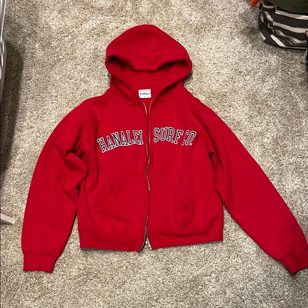 Red Hanalei Surf Co. Hawaii Hoodie Zip Up Jacket